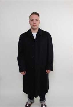 80s classic wool overcoat, vintage men minimalist long coat 