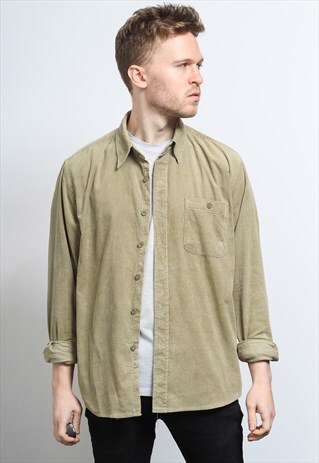 VINTAGE CORDUROY CORD SHIRT BROWN