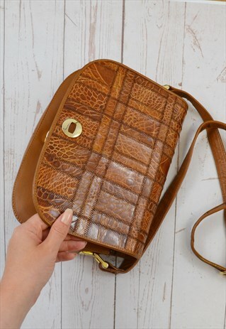VINTAGE ITALIAN SADDLE BAG BROWN PATCHWORK