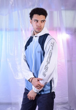 VINTAGE SERGIO TACCHINI WHITE AND BLUE TRACKSUIT JACKET