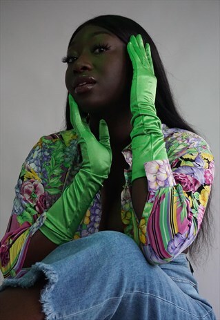GREEN VINTAGE LONG GLOVES