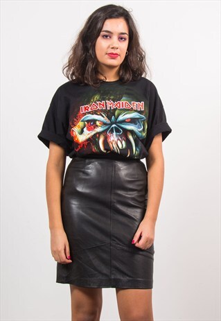 90'S VINTAGE BLACK LEATHER MINI SKIRT