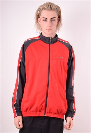 NIKE MENS VINTAGE TRACKSUIT TOP JACKET LARGE RED 90S