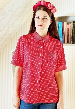 RED WHITE POLKA DOT BLOUSE