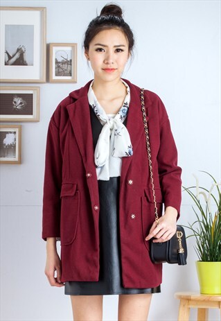 BOYFRIEND BLAZER COAT - BURGUNDY