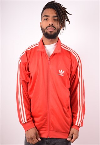 ADIDAS MENS VINTAGE TRACKSUIT TOP JACKET XL RED 90S