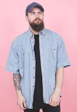 VINTAGE SHORT SLEEVED DENIM SHIRT /R12263