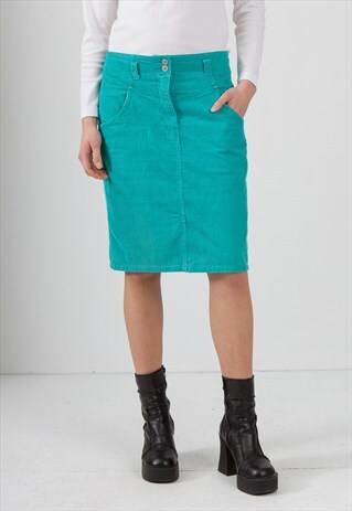 VINTAGE GREEN MEXX CORDUROY MIDI SKIRT
