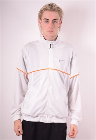 NIKE MENS VINTAGE TRACKSUIT TOP JACKET LARGE WHITE 90S
