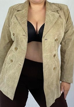 Vintage leather coat jacket suede 1970s 70s unisex 