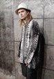 ZEBRA PRINT VELVET SWEATSHIRT THIN ANIMAL BAGGY JUMPER GREY