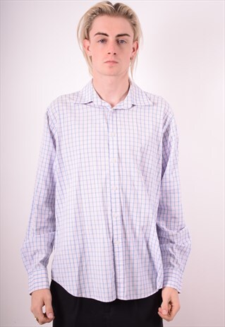 YVES SAINT LAURENT MENS VINTAGE SHIRT LARGE PINK CHECK 90S