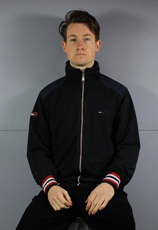 VINTAGE TOMMY HILFIGER ZIP JACKET IN NAVY BLUE WITH ZIP POCK