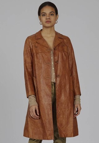 VINTAGE MIDI 60'S BUTTER SOFT TAN LEATHER COAT