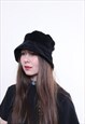 VELVET BOHO HAT, VINTAGE VELOUR WOMAN HAT, DARK COLOR RETRO 