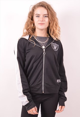 NFL WOMENS VINTAGE RIDERS HOODIE SWEATER MEDIUM BLACK 90S