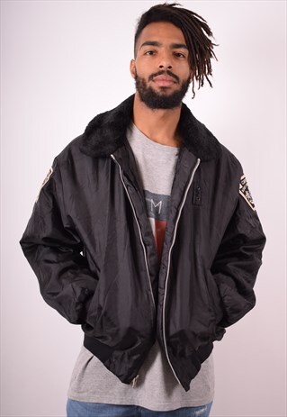 MENS VINTAGE JACKET LARGE BLACK 90S