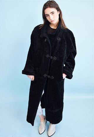 VINTAGE 80'S RETRO OVERSIZED FAUX FUR LONG COAT