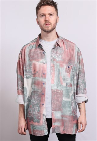 VINTAGE ABSTRACT PATTERNED SHIRT 90'S