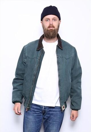 VINTAGE HEAVYWEIGHT GREEN/BLUE DUCK CANVAS CARHARTT JACKET