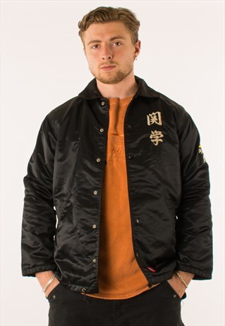 VINTAGE 90S BLACK JAPANESE SOUVENIR JACKET