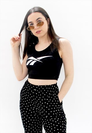 90' RETRO BLACK & WHITE CROPPED TOP/ SPORTS BRA