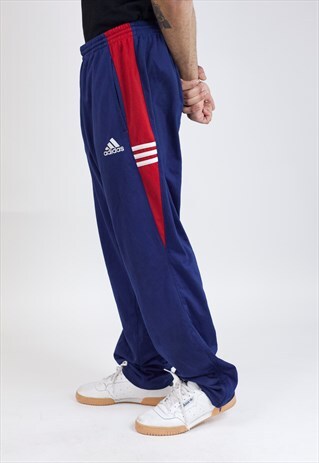 VINTAGE 90S ADIDAS NAVY/RED TRACKSUIT BOTTOMS
