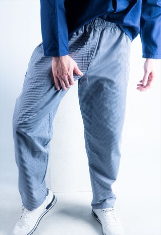 VINTAGE COMBAT TROUSERS IN BLUE AND WHITE CHECKS