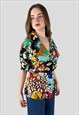 MIMMINA SHORT SLEEVE 80'S VINTAGE FLORAL BLOUSE JACKET 