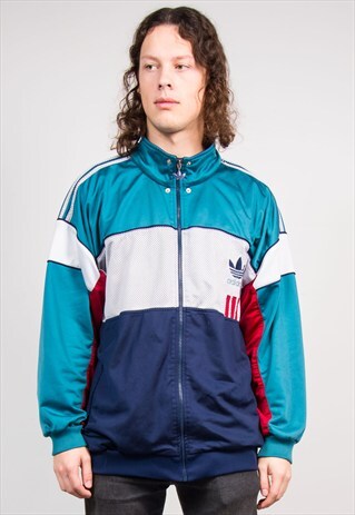 90'S VINTAGE TURQUOISE COLOURBLOCK ADIDAS TRACKSUIT JACKET