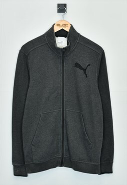 Vintage Puma Zip Up Sweatshirt Grey Medium