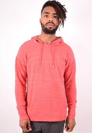 REEBOK MENS VINTAGE HOODIE JUMPER LARGE PINK 90S