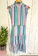 Vintage Pastel Striped Cotton Tiered 70's Prairie Dress
