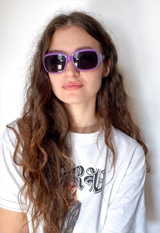 Vintage Y2K cute rectangle sunglasses in purple