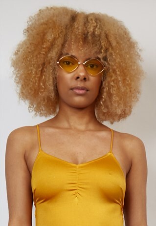 RETRO YELLOW DIAMOND FRAME SUNGLASSES