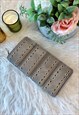 KHAKI STUDDED ZIP ROUND PURSE