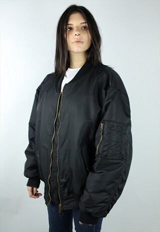 BLACK VINTAGE BOMBER JACKET MA-1