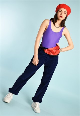 80'S RETRO HIGH WAIST CORDUROY FESTIVAL TROUSERS