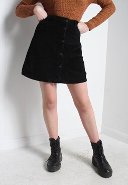 Vintage Y2K Corurdoy Cord Skirt Black 28'