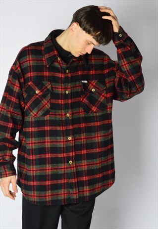 VINTAGE 90S RED CHECK GRUNGE LONG SLEEVE SHIRT