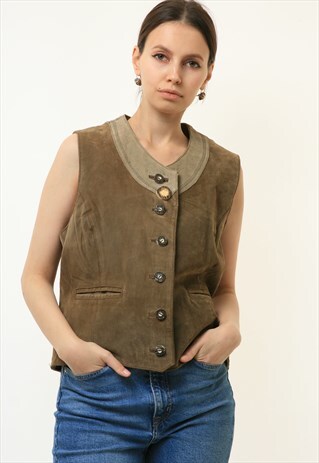 AUSTRIAN TRADITIONAL LEATHER DIRNDL SLEEVELESS VEST 4716