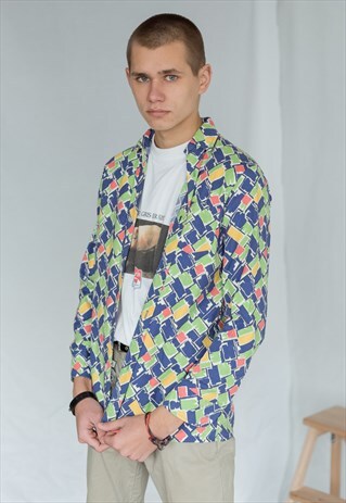 VINTAGE 80S LONG SLEEVE SHIRT IN MULTICOLOUR PATTERN