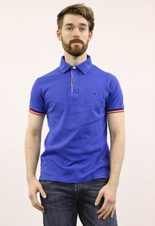TOMMY HILFIGER VINTAGE 1990S BLUE POLO SHIRT