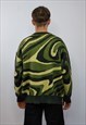 CAMOUFLAGE PRINT SWEATER MILITARY KNITWEAR JUMPER IN GREEN
