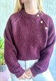 Vintage Purple Soft Gold Button Round Neck 80's Jumper