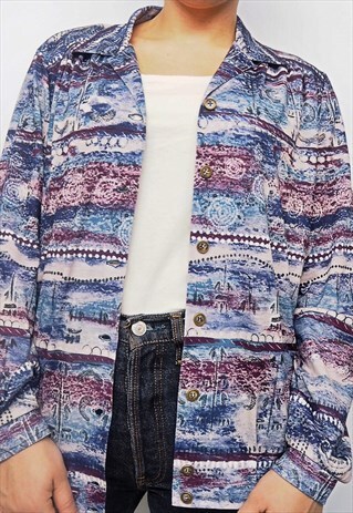 VINTAGE 80'S CRAZY PATTERN SHIRT