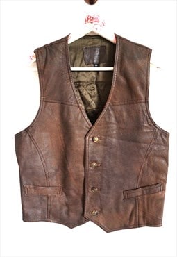 Vintage Brown Genuine Leather Vest 
