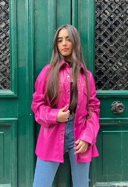 Kzell PU shirt with details in Fushia 