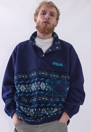VINTAGE MENS FILA MAGIC LINE HALF ZIP PULLOVER FLEECE JACKET