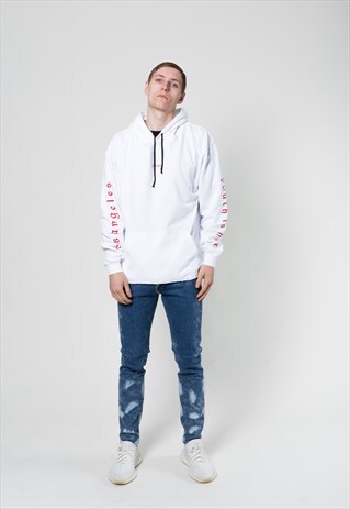 WHITE LA HOODIE, OVERSIZED HOODY